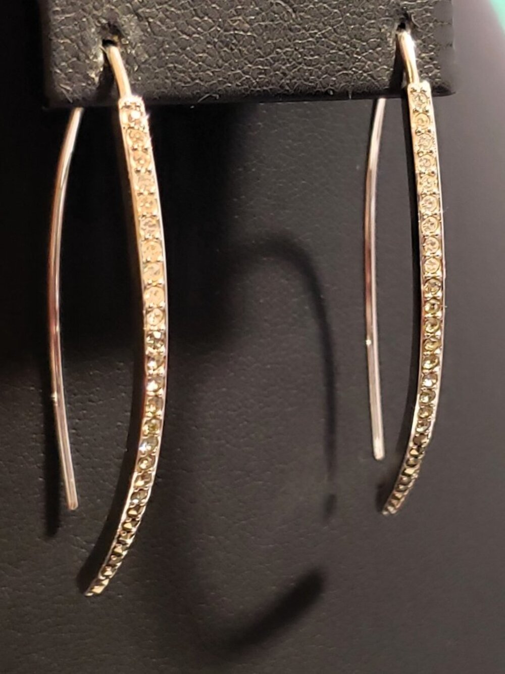 Sterling Silver Pavé Arc Threader Earrings